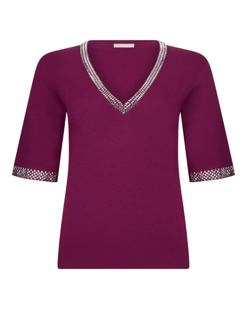 Liu Jo V-neck rhinestone T-shirt - Violett Violett