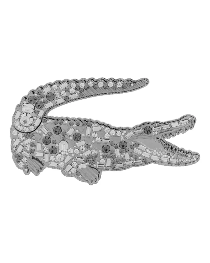 Lacoste Runway Brosche in Kroko-Optik - Silber Silber