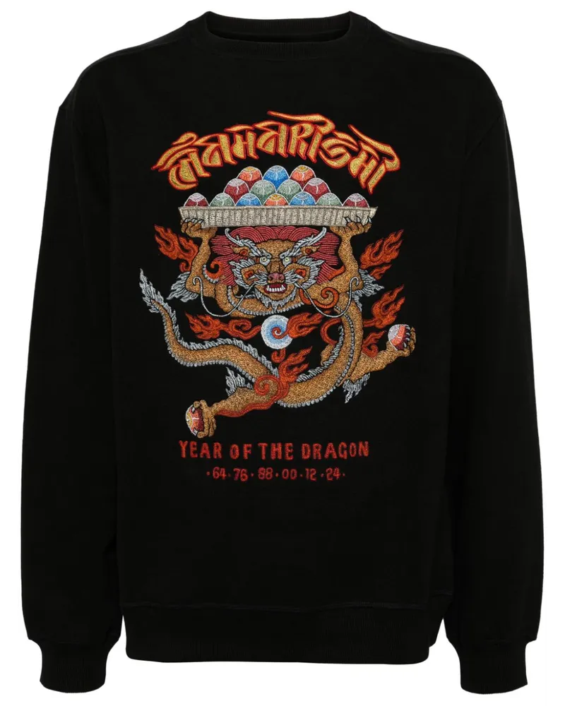maharishi Abundance Dragon Sweatshirt aus Bio-Baumwolle Schwarz