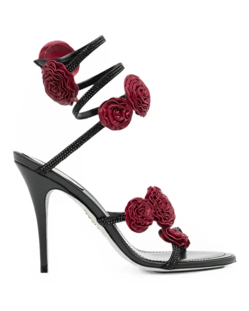 René Caovilla Rosalia floral-embellished sandals - Schwarz Schwarz