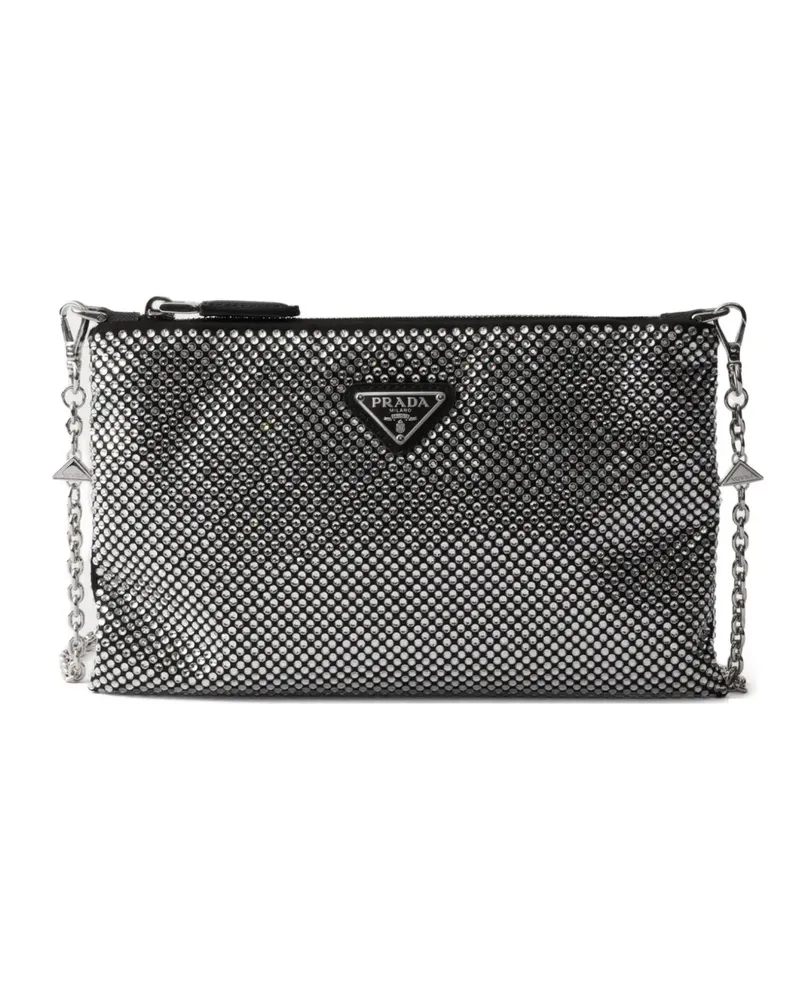 Prada Mini Umhängetasche mit Kristallnieten - Silber Silber