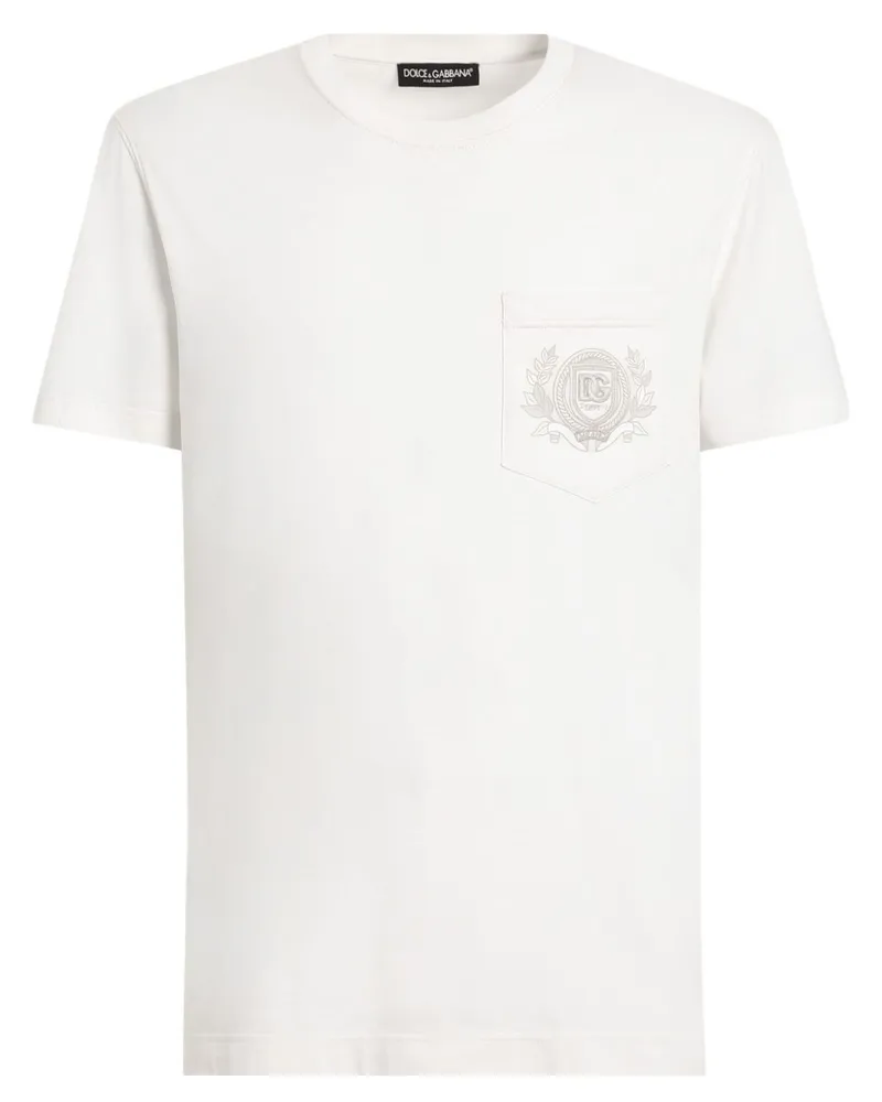 Dolce & Gabbana T-Shirt mit Logo-Stickerei - Weiß Weiß