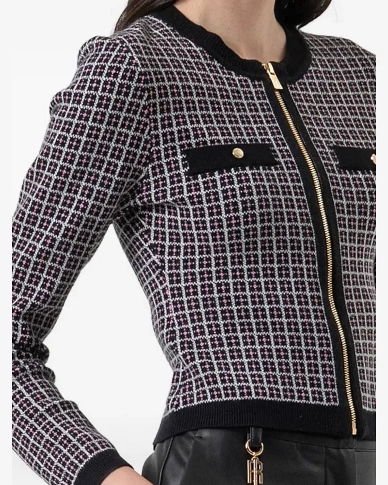 Fracomina Jacquard-Cardigan mit Reißverschluss - Weiß Weiß