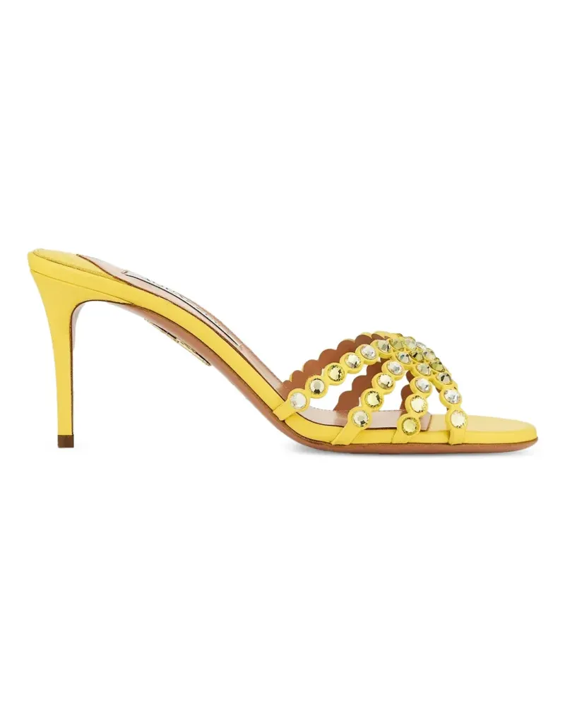 Aquazzura Tequila crystal-embellished scallop sandals - Gelb Gelb