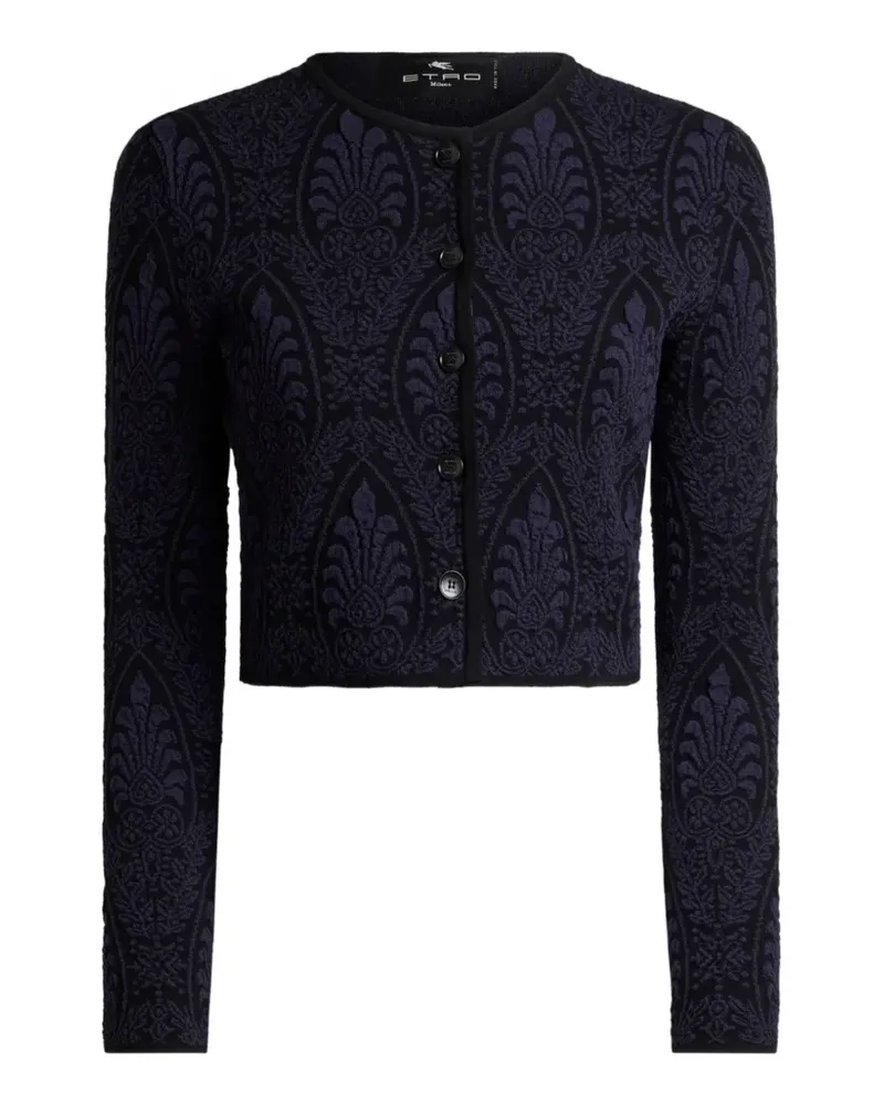 Etro Cropped-Jacquard-Cardigan mit Medaillon - Schwarz Schwarz