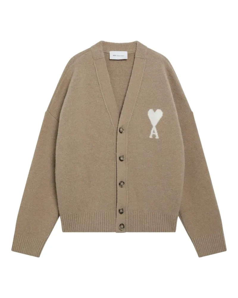 AMI Paris Cardigan mit V-Ausschnitt - Nude Nude