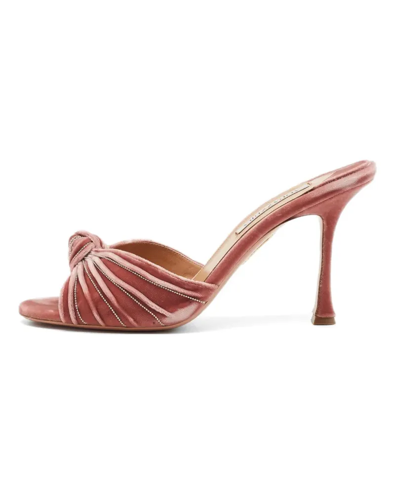 Aquazzura Samtsandalen mit Knotendetail - Rosa Rosa