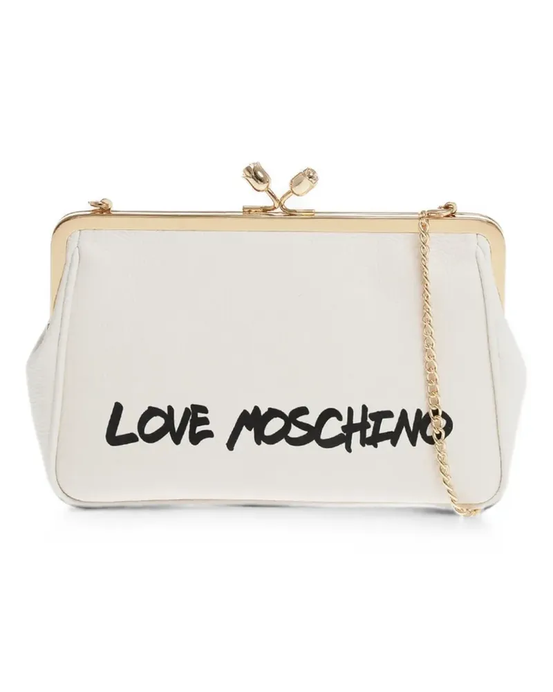 Moschino logo-print clutch bag - Weiß Weiß