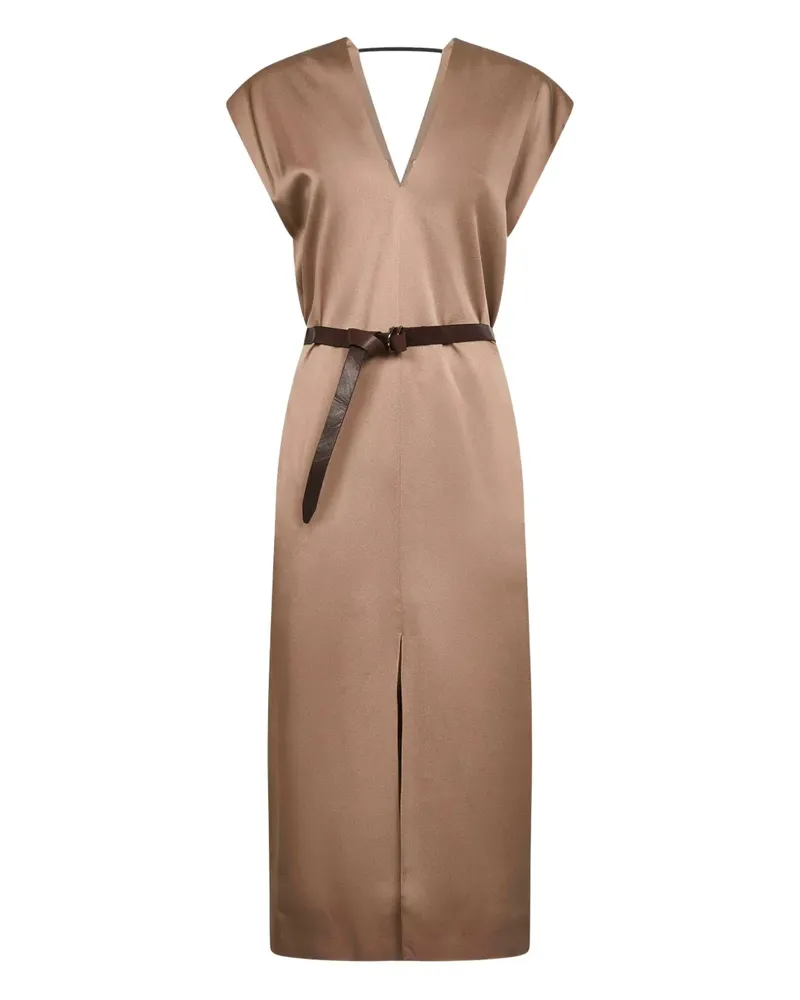 Brunello Cucinelli Midkleid mit Gürtel - Braun Braun