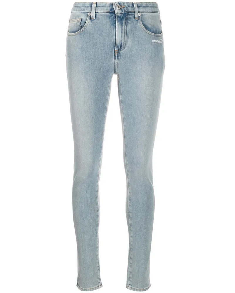 OFF-WHITE Bestickte Skinny-Jeans - Blau Blau