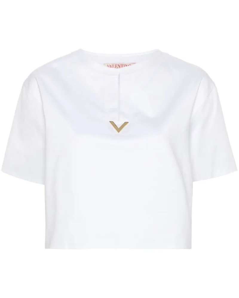 Valentino Garavani Cropped-T-Shirt mit V-Schild Weiß