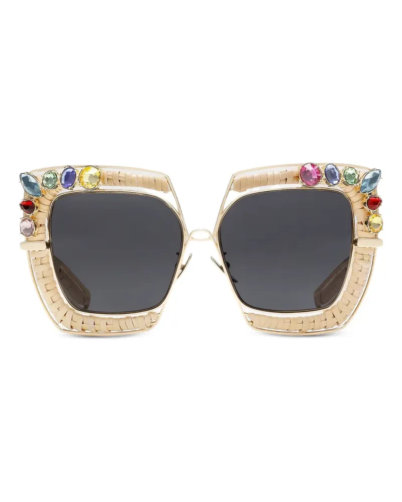 Dolce & Gabbana Verzierte Rafia Fiori Sonnenbrille - Gold Gold