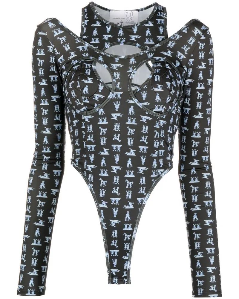 Natasha Zinko Body mit Cut-Outs - Schwarz Schwarz
