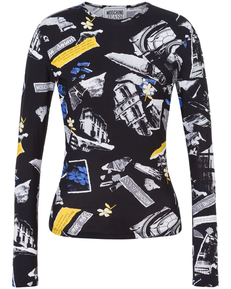 Moschino Oberteil mit grafischem Print - Schwarz Schwarz