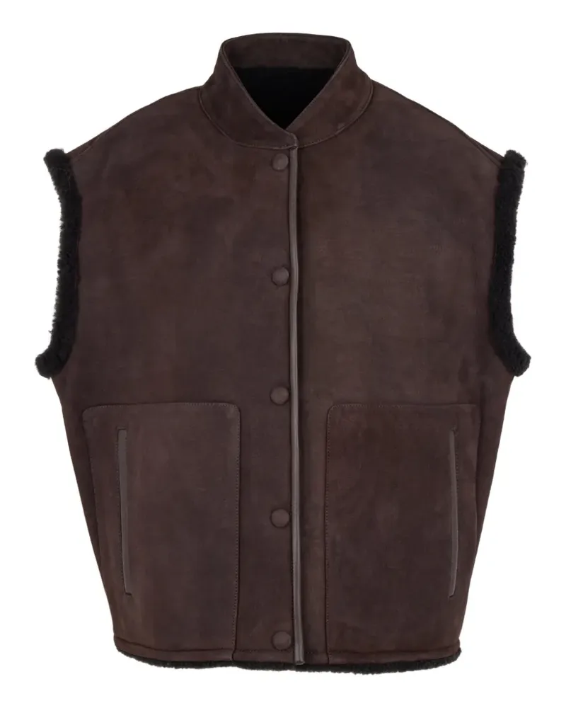 Yves Salomon Ärmellose Weste mit Shearling-Besatz - Braun Braun