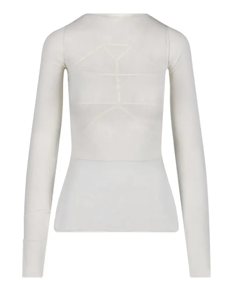 Rick Owens Langarmshirt mit Detail am Saum - Weiß Weiß