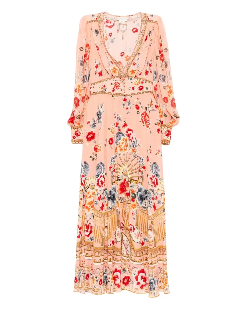 Camilla Seidenkleid mit Blumen-Print - Rosa Rosa
