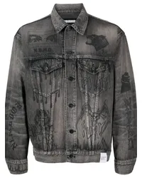 Neighborhood Type-3 Jeansjacke mit grafischem Print Grau