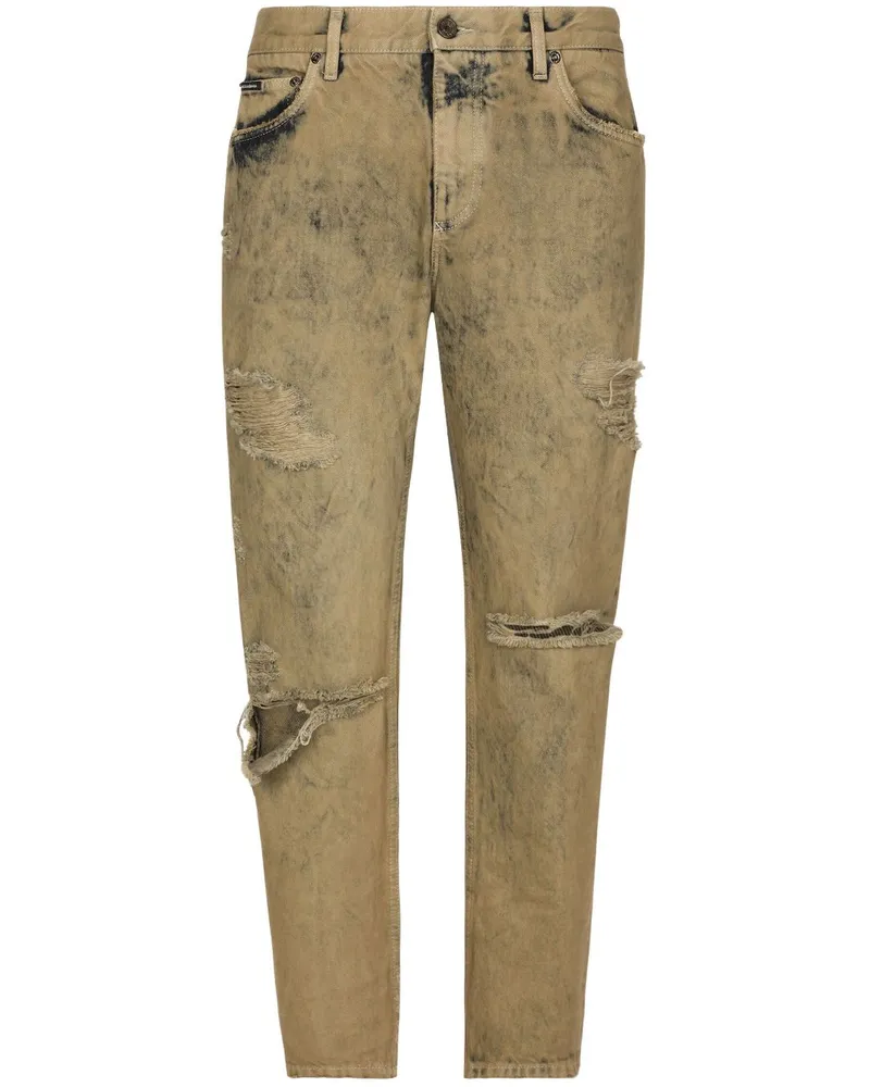 Dolce & Gabbana Slim-Fit-Jeans im Distressed-Look - Nude Nude