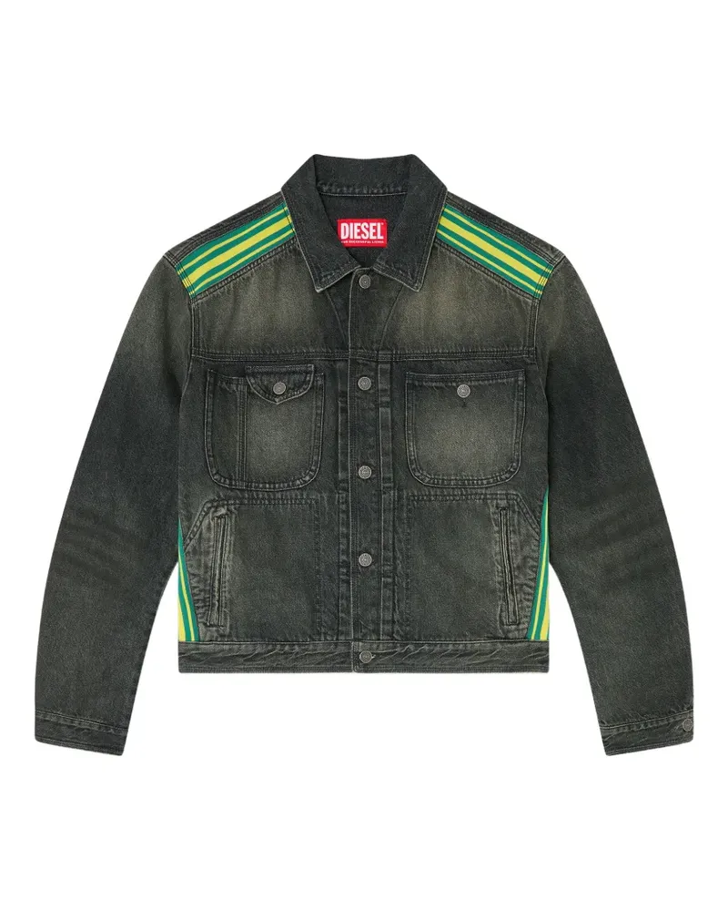 Diesel trucker jacket with striped-shoulder bands - Grau Grau