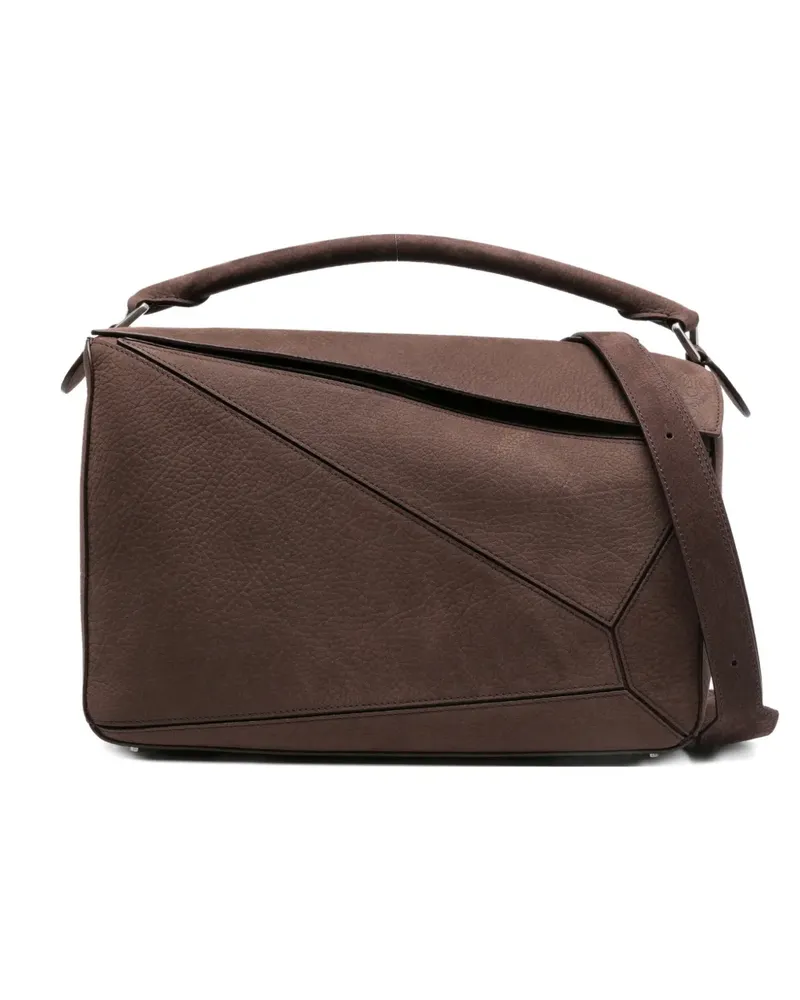 Loewe Large Puzzle structured top tote bag - Braun Braun