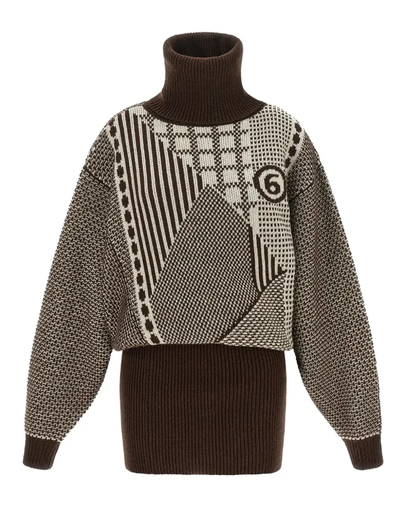 Maison Margiela geometric-pattern mini dress - Braun Braun