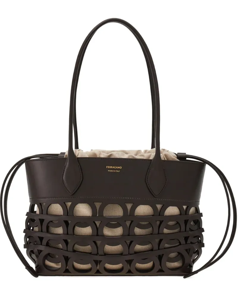 Ferragamo Kleine Handtasche mit Gancini-Detail - Braun Braun