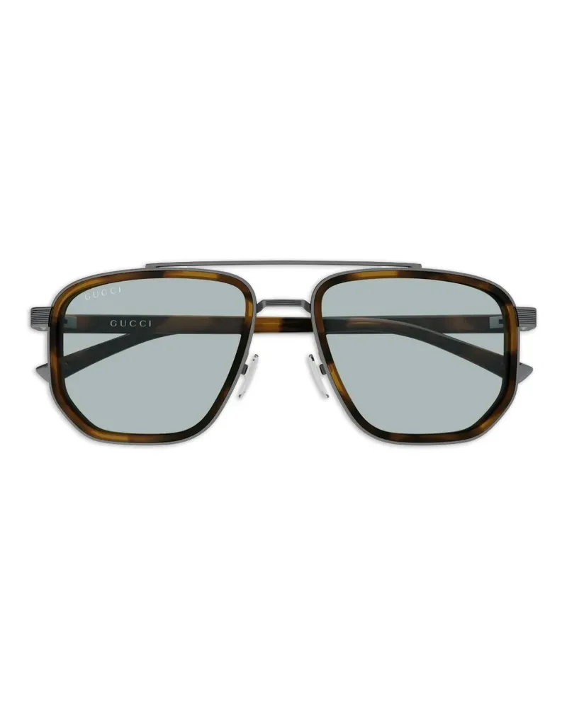 Gucci Doppelsteg-Sonnenbrille in Schildpattoptik - Braun Braun