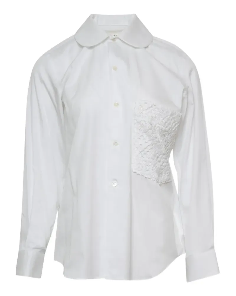 Comme des Garçons Bluse mit Spitzen-Patch - Weiß Weiß