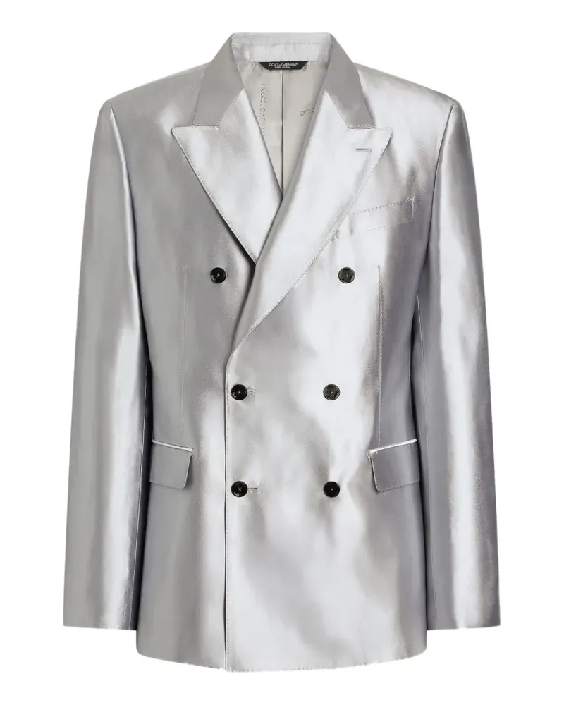 Dolce & Gabbana Einreihige Sicilia Light Jacke aus Seiden-Shantung - Silber Silber