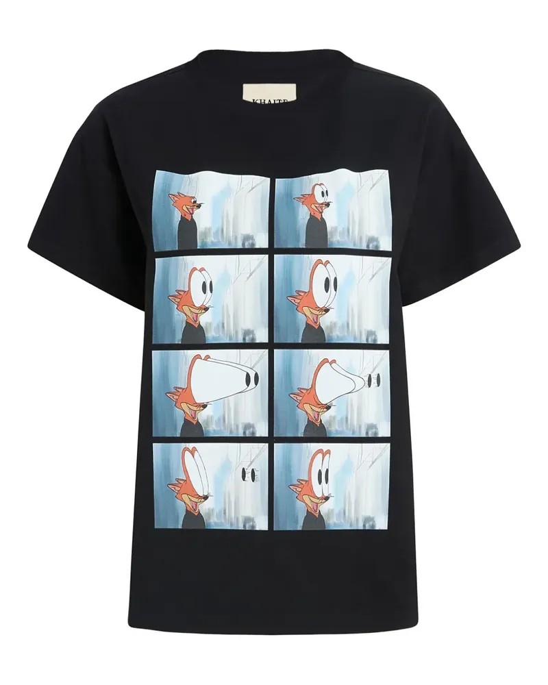 KHAITE Maeve T-Shirt mit Augen-Print - Schwarz Schwarz