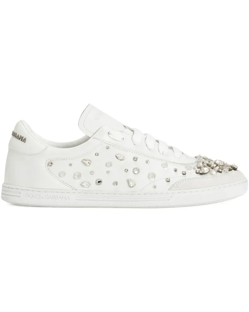 Dolce & Gabbana Sneakers mit Kristallen - Weiß Weiß