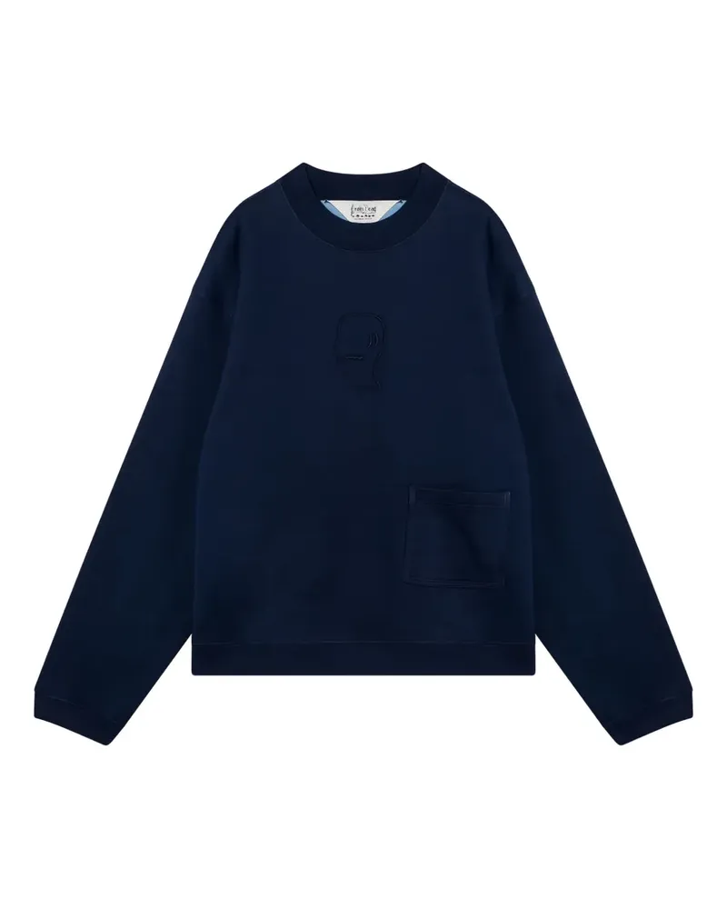 Brain Dead Sweatshirt mit bestickter Tasche - Blau Blau