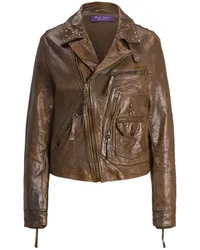 Ralph Lauren Andrea Lederjacke im Distressed-Look Braun