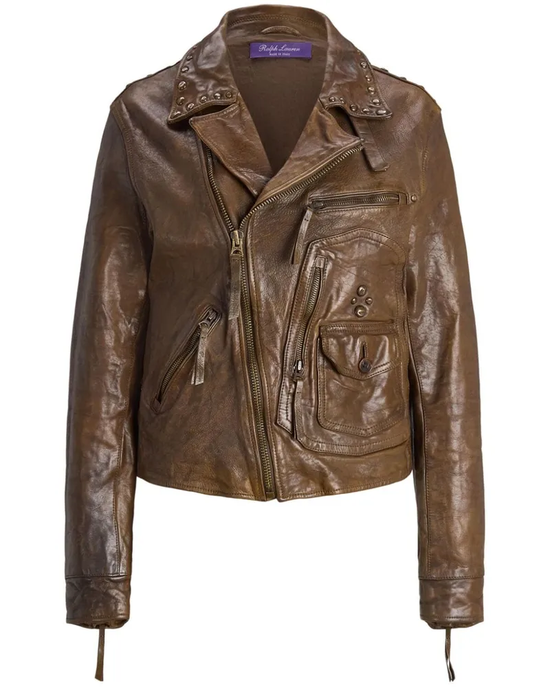 Ralph Lauren Andrea Lederjacke im Distressed-Look - Braun Braun
