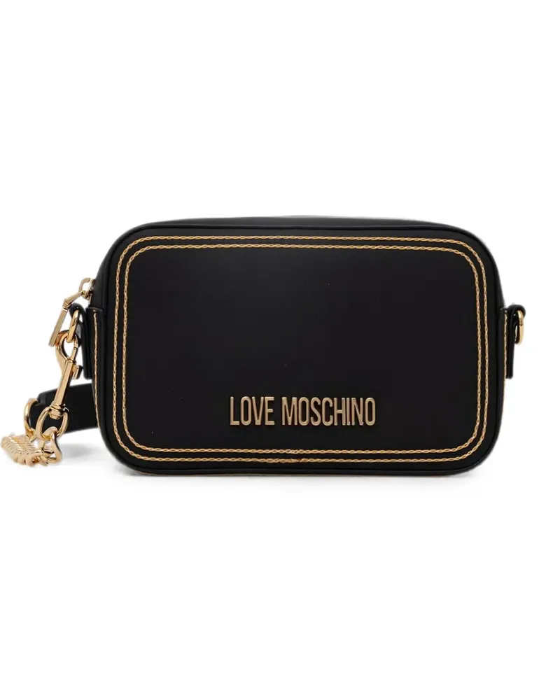 Moschino logo-lettering contrast-stitch crossbody bag - Schwarz Schwarz