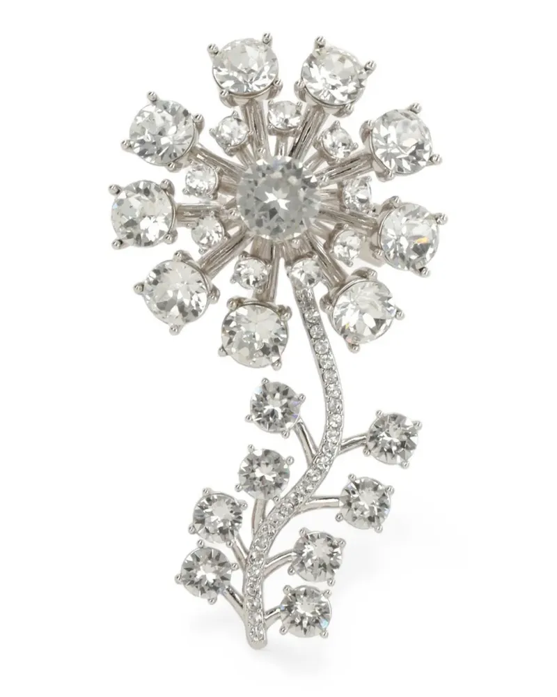 Self-Portrait crystal flower brooch - Silber Silber