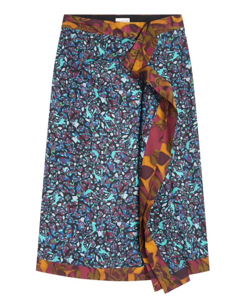 Dries van Noten Drapierter Midirock mit abstraktem Print - Braun Braun