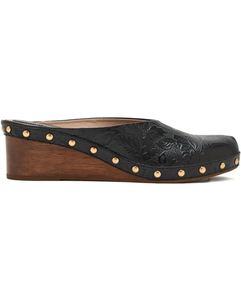 FARM Rio Nietenverzierte Mules mit Print - Schwarz Schwarz