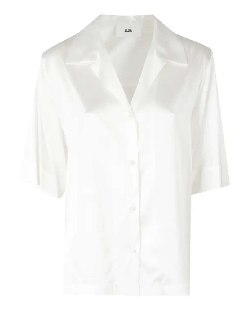 SOLOTRE satin-finish short-sleeved shirt - Weiß Weiß