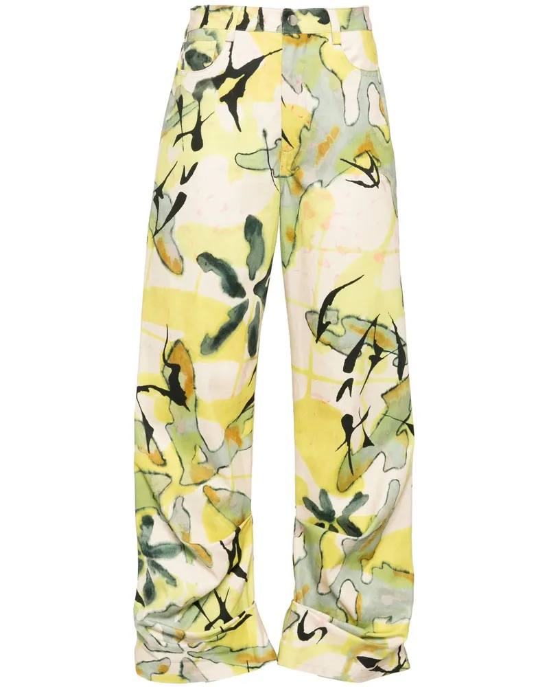 Collina Strada Dante Hose mit grafischem Print - Gelb Gelb