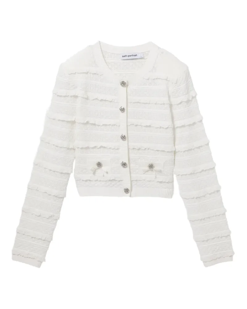 Self-Portrait Cardigan aus Tweed - Weiß Weiß