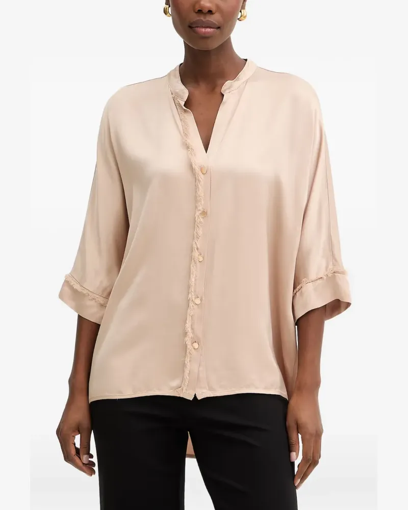 Fracomina Bluse mit ausgefranstem Saum - Nude Nude