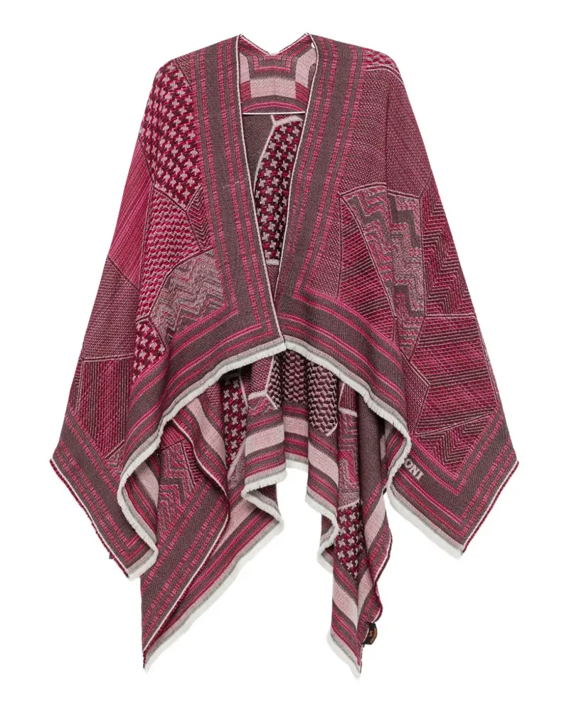 Missoni geometric-pattern fringed cape - Rosa Rosa