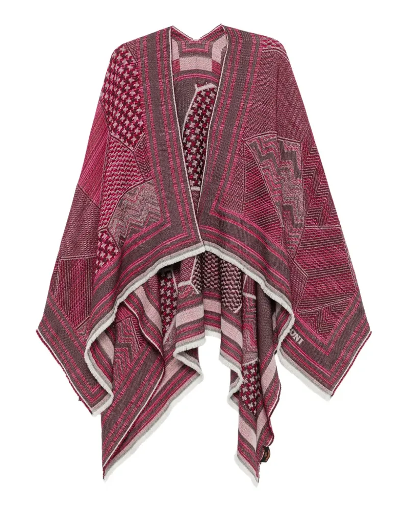 Missoni geometric-pattern fringed cape - Rosa Rosa