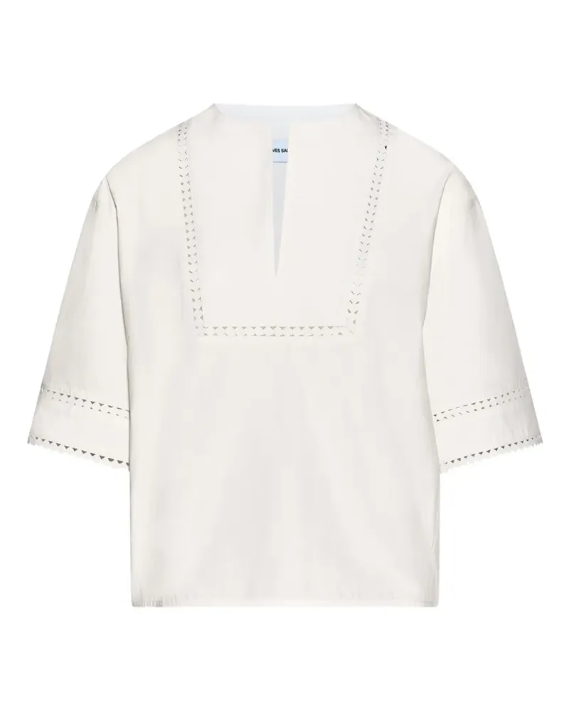 Yves Salomon Popeline-Bluse mit Lederdetail - Weiß Weiß