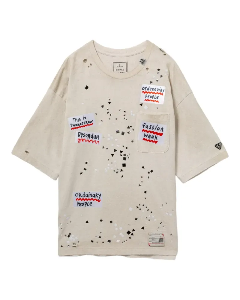 MIHARAYASUHIRO T-Shirt mit verziertem Sticker - Nude Nude