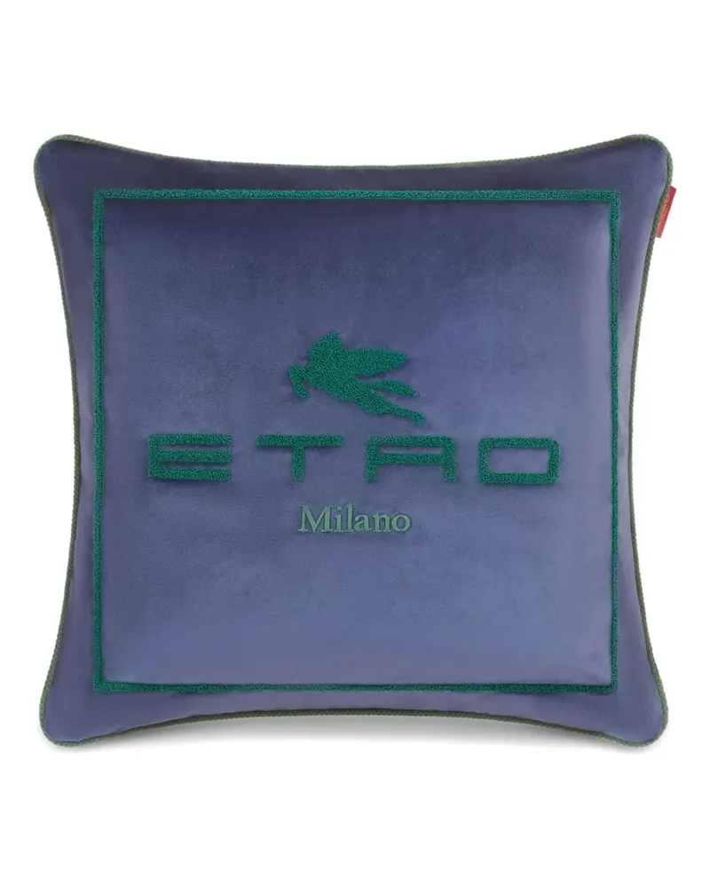 Etro Kissen mit Pegaso-Stickerei (45cm x 45cm) - Blau Blau
