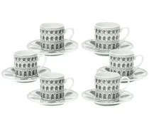Set aus sechs Kaffeetaschen mit Print