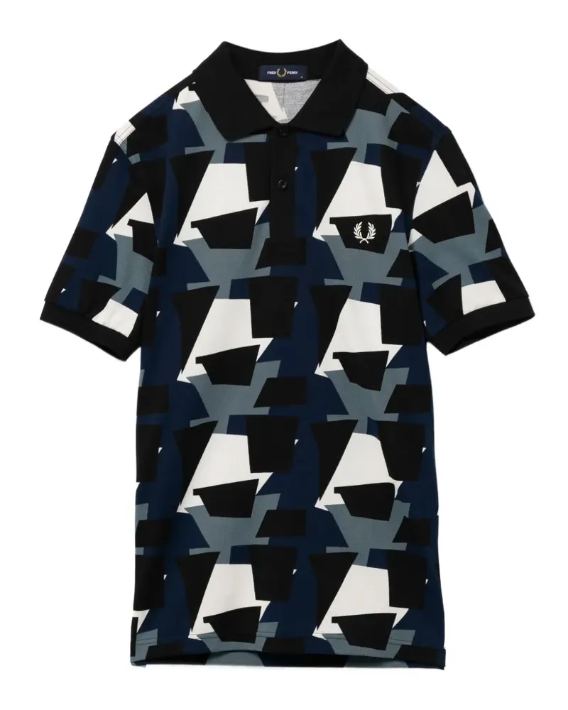 Fred Perry Poloshirt mit geometrischem Print - Blau Blau